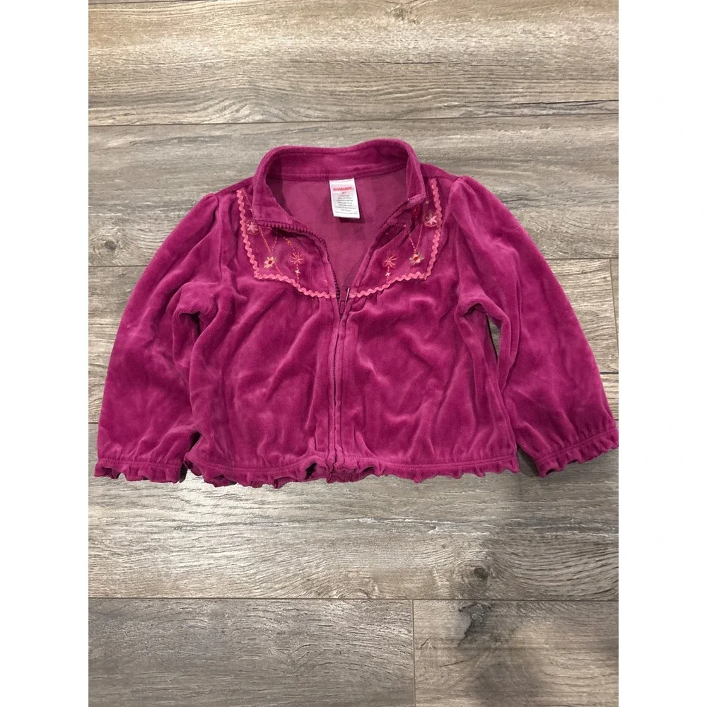 Gymboree Girls Magenta Velour Tracksuit Set Floral Embroidery 2T 3T 240183559